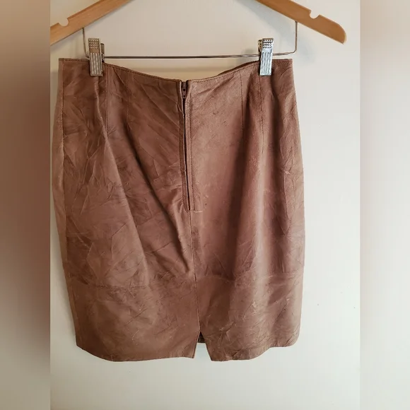 Winlit distressed soft brown lined leather skirt size 7/8 - Picture 3 of 8